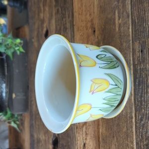 NorCal Hand Painted Spring Easter Yellow Tulip Planter Pot